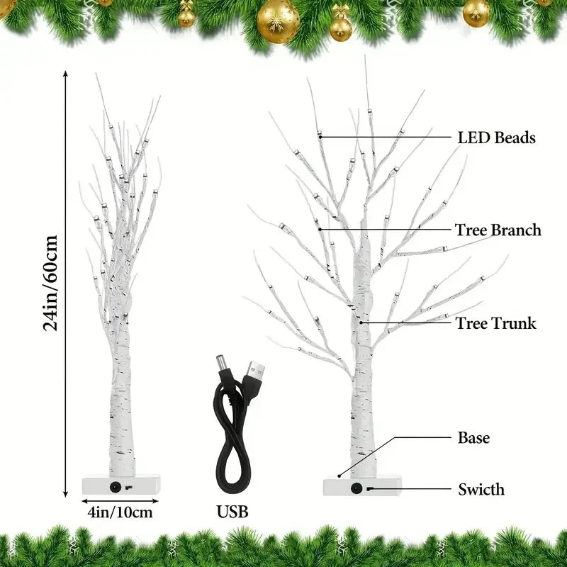 Halloween LED Birch Tree Lamp with USB & Battery Power – Illuminated Festive Decor for Seasonal Ambiance