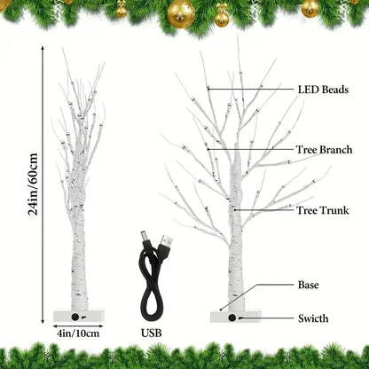 Halloween LED Birch Tree Lamp with USB & Battery Power – Illuminated Festive Decor for Seasonal Ambiance