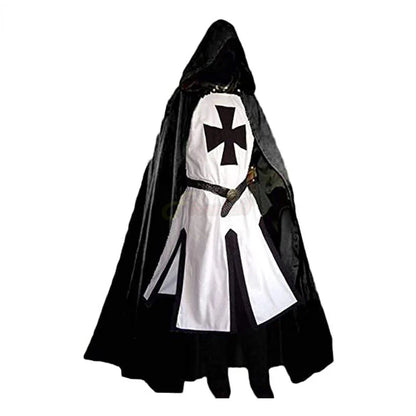 Knights Templar | Medieval Crusader Costume for Adults with Tunic & Hooded Cape