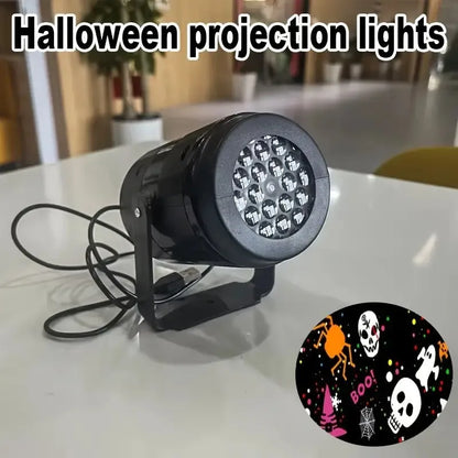 Outdoor Halloween LED Rotating Projector Lights for Spooky Silhouettes and Festive Ambiance