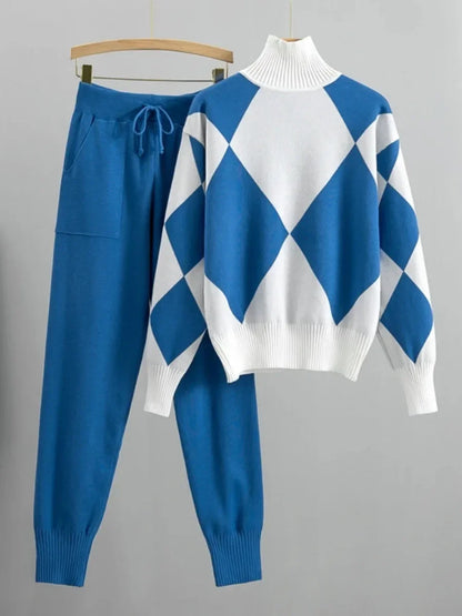 Elle Comfortable Two-Piece Knitted Sweater and Wide-Leg Pants Set