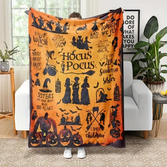 Hocus Pocus Halloween Flannel Throw Blanket – Cozy Lightweight Seasonal Decor for Fall 2026