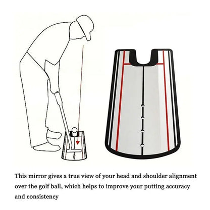 Golf Putting Practice Mirror - Alignment Training Tool, Lightweight 140x300mm Putter Aid for Improved Accuracy