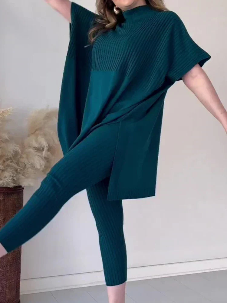 Ciara Two-Piece Soft Knitwear Set Knit Top and Pants Set