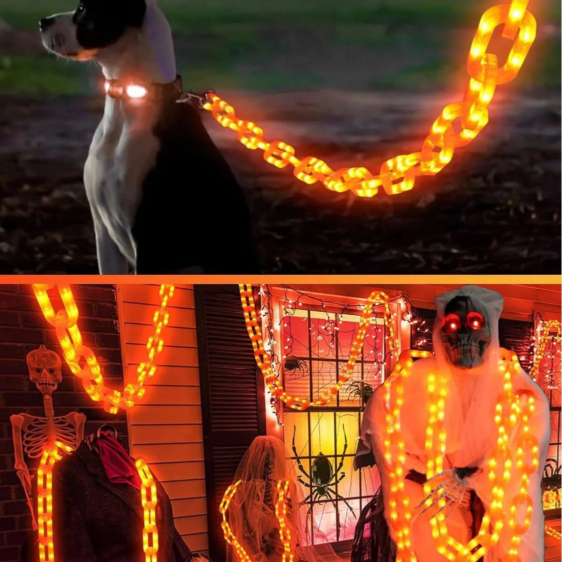Halloween Solar-Powered Waterproof Outdoor Chain Lights with 8 Modes for Spooky Yard Decor