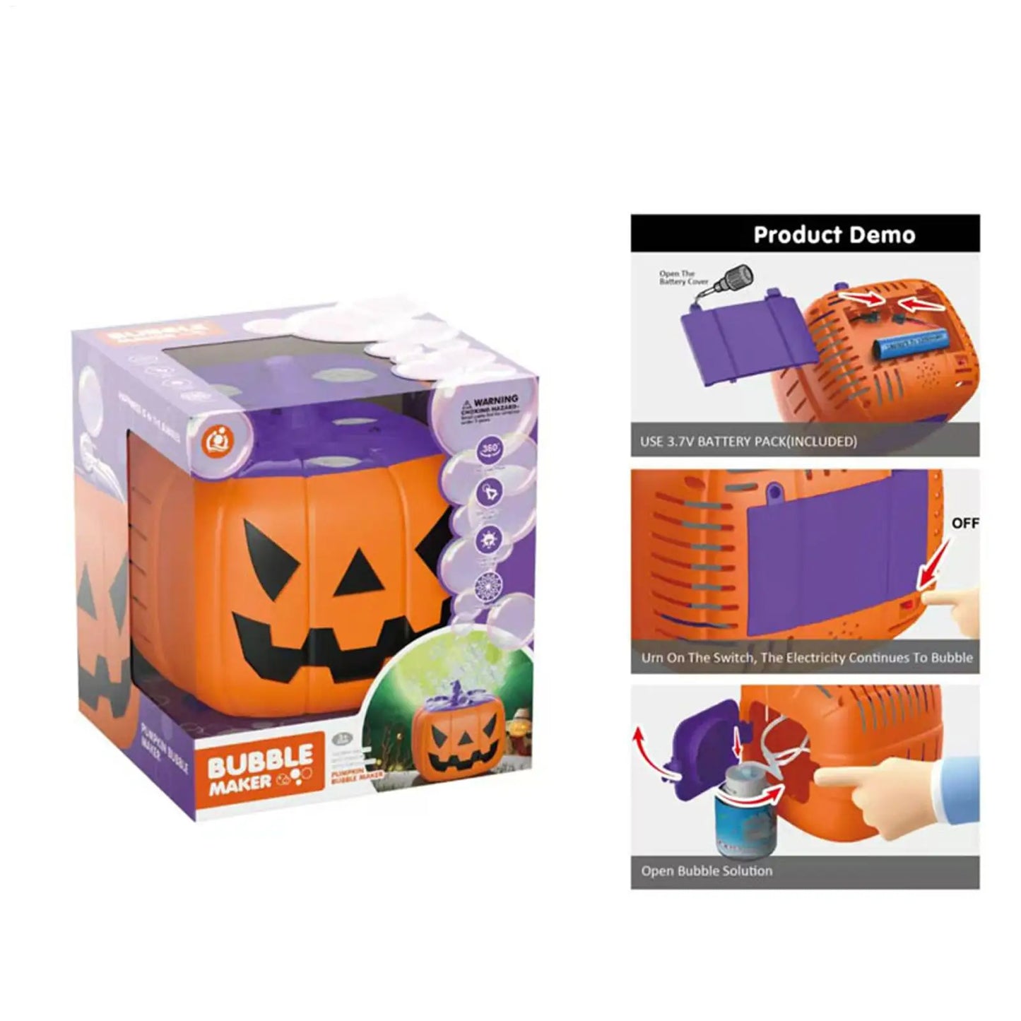 Halloween Pumpkin Bubble Machine with Spooky Sound and Light Effects for Festive Party Decorations