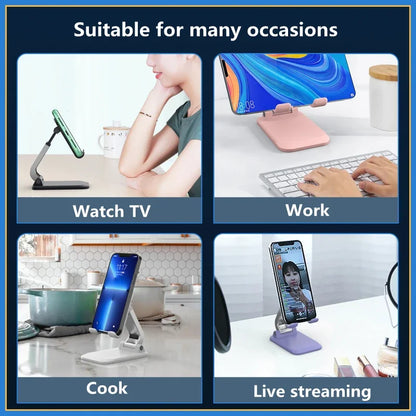 Adjustable Aluminum Phone and Tablet Stand - Ergonomic Holder for iPad, iPhone, and Android Devices - Foldable Desk Accessory