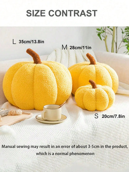 Halloween Plush Pumpkin Throw Pillow – Soft Sherpa and Boucle Cushion for Cozy Fall Decor, Kids and Babies