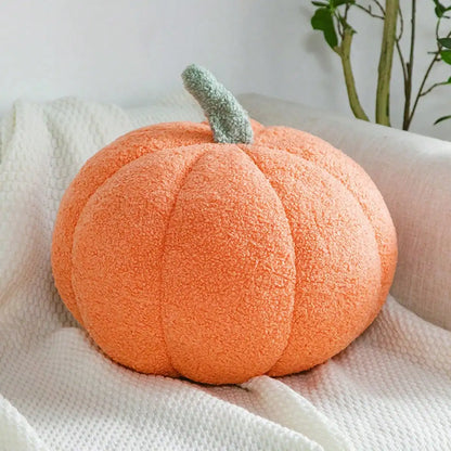 Halloween Plush Pumpkin Throw Pillow – Soft Sherpa and Boucle Cushion for Cozy Fall Decor, Kids and Babies