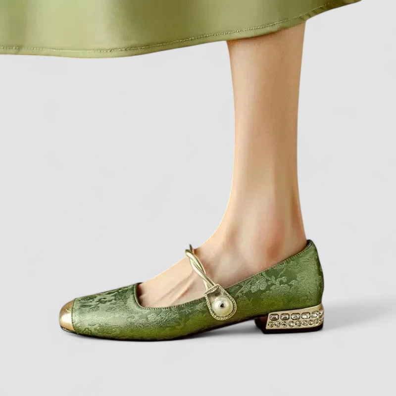 Chrystahh Orthopedic Mary Jane Shoes with Low Block Heel and Elegant Strap