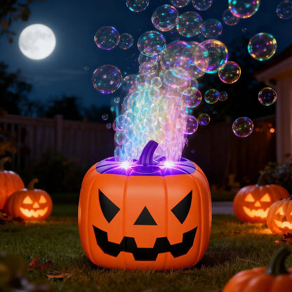 Halloween Pumpkin Bubble Machine with Spooky Sound and Light Effects for Festive Party Decorations