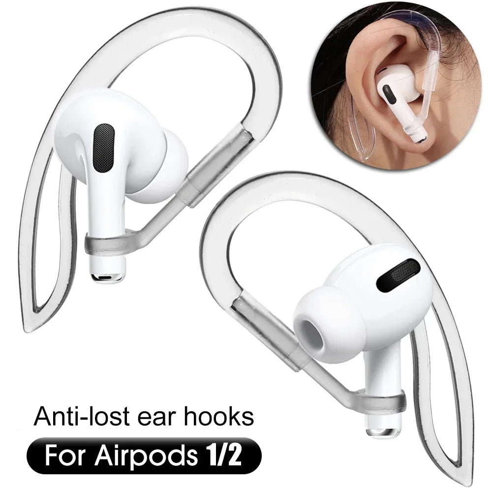 Adjustable Transparent Silicone Ear Hooks for AirPods – Anti-Slip Sports Accessories for Secure Fit
