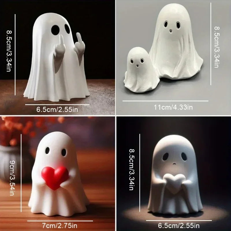 Whimsical Middle Finger Ghost Resin Sculpture Halloween Decorative Centerpiece for Spooky Home Décor