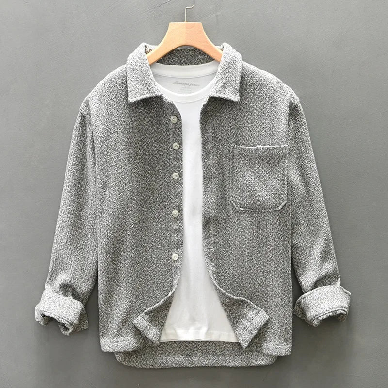 Alberto Knitted Boucle Button-Down Overshirt