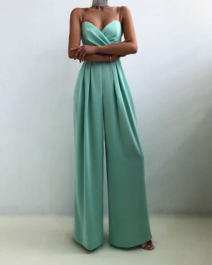 Combinaison chic à bretelles et jambes larges pour femmes, pour toutes occasions