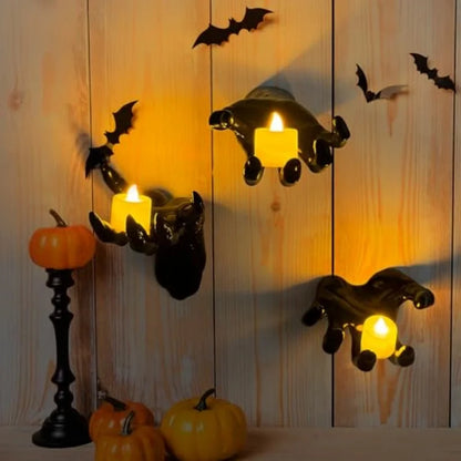 Life-Size Creepy Wall-Mounted Candle Holders for Halloween Decor and Spooky Home Accents