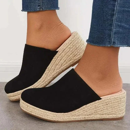 Women's Slip-On Espadrille Wedge Mule Sandals - Orthopedic Comfort