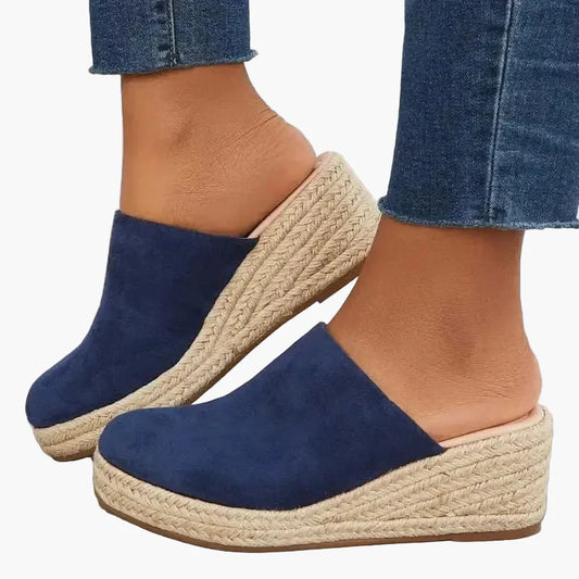 Women's Slip-On Espadrille Wedge Mule Sandals - Orthopedic Comfort