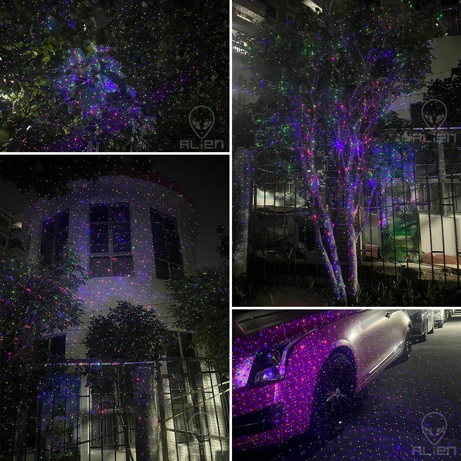 Halloween Outdoor Moving Laser Light Projector Waterproof Garden Decoration with Red, Green, and Blue Dots for Spooky Displays