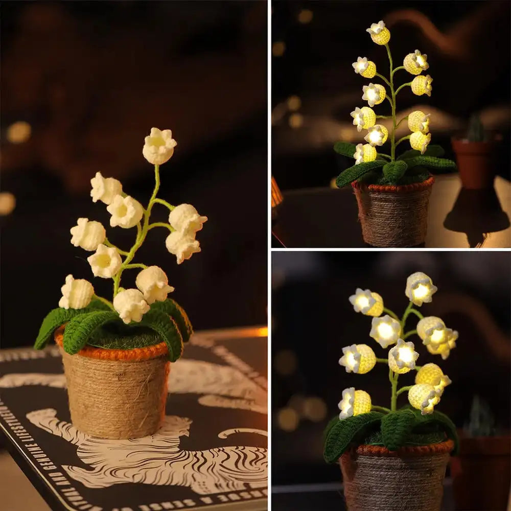 Halloween Cotton Rope Knitted Lily of the Valley Lamp Cozy for Spooky Autumn Home Decor