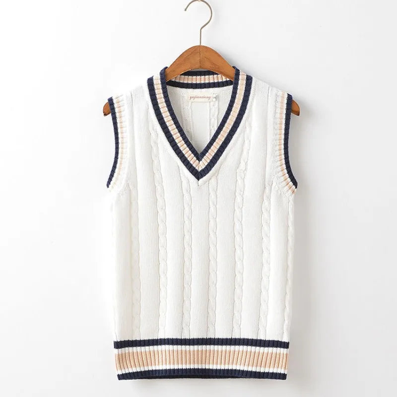 V-Neck Knit Vest for Layering and Warmth