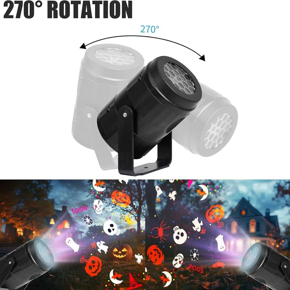 Outdoor Halloween LED Rotating Projector Lights for Spooky Silhouettes and Festive Ambiance