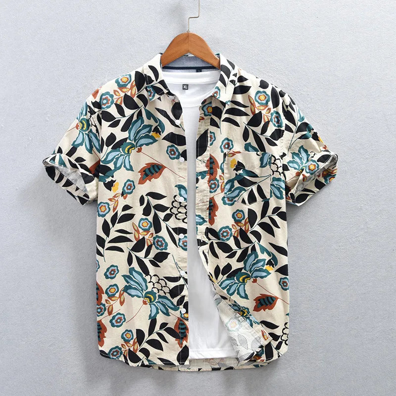 Tokyo Nightfall Shirt with Floral Pattern Inspired by Japanese Gardens