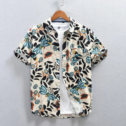 Tokyo Nightfall Shirt with Floral Pattern Inspired by Japanese Gardens