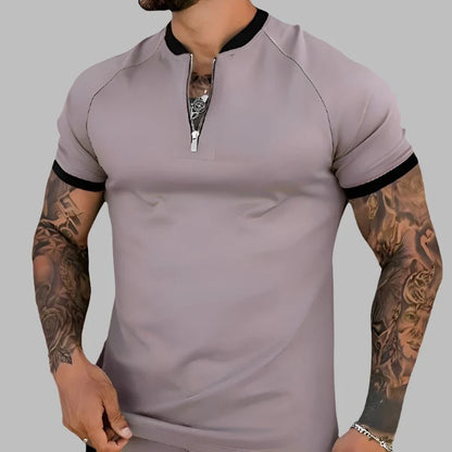 Jack Cole Breathable Cotton Zip Shirt with Contrasting Collar and Cuffs