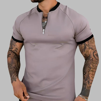 Jack Cole Breathable Cotton Zip Shirt with Contrasting Collar and Cuffs
