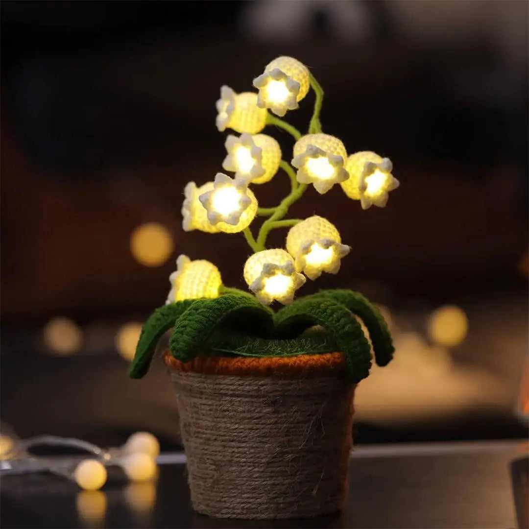 Halloween Cotton Rope Knitted Lily of the Valley Lamp Cozy for Spooky Autumn Home Decor
