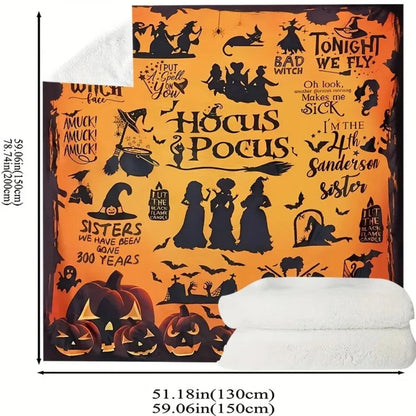 Hocus Pocus Halloween Flannel Throw Blanket – Cozy Lightweight Seasonal Decor for Fall 2026