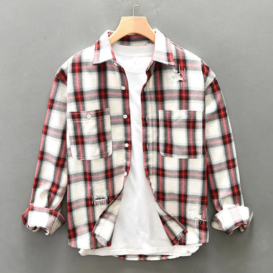 Dan Plaid Shirt with Dual Pockets and Relaxed Fit for Casual Wear