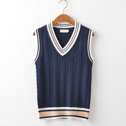 V-Neck Knit Vest for Layering and Warmth