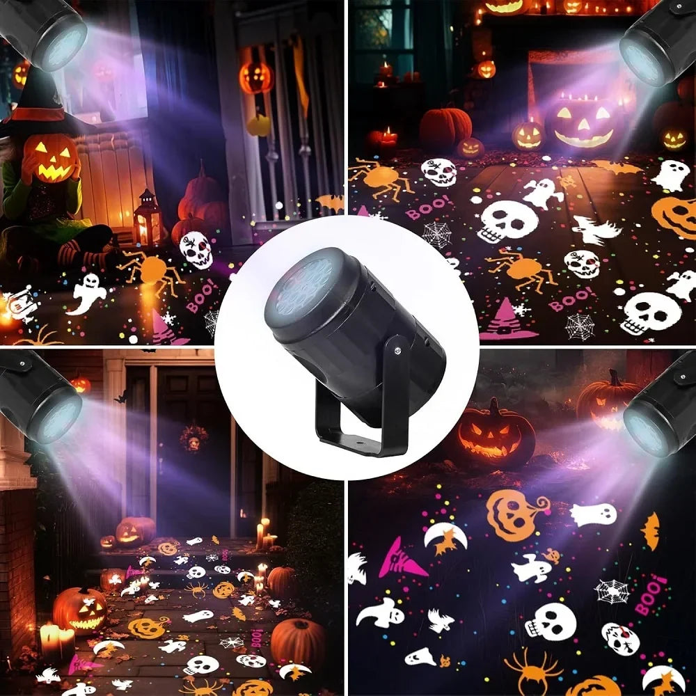 Outdoor Halloween LED Rotating Projector Lights for Spooky Silhouettes and Festive Ambiance