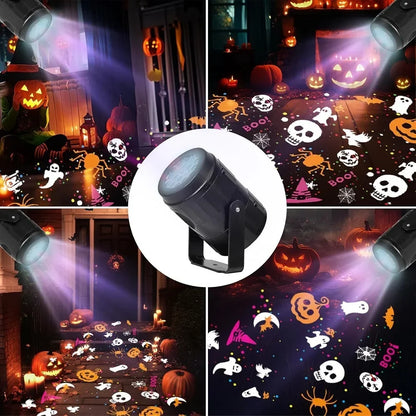 Outdoor Halloween LED Rotating Projector Lights for Spooky Silhouettes and Festive Ambiance