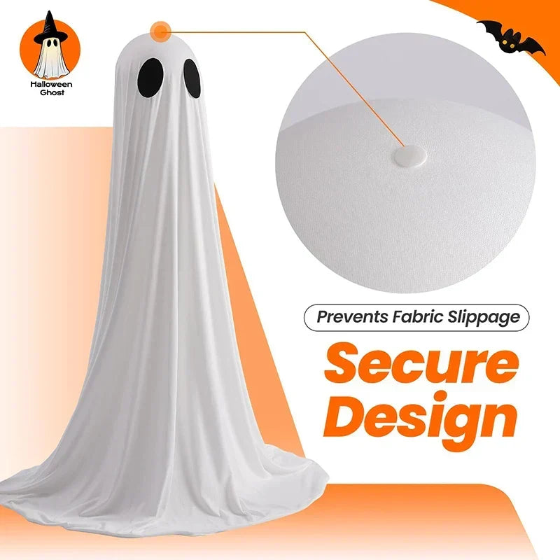 Eerie Glowing Ghost Halloween Yard Decoration with Witch Hats for Outdoor Display
