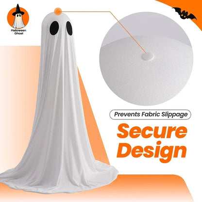 Eerie Glowing Ghost Halloween Yard Decoration with Witch Hats for Outdoor Display