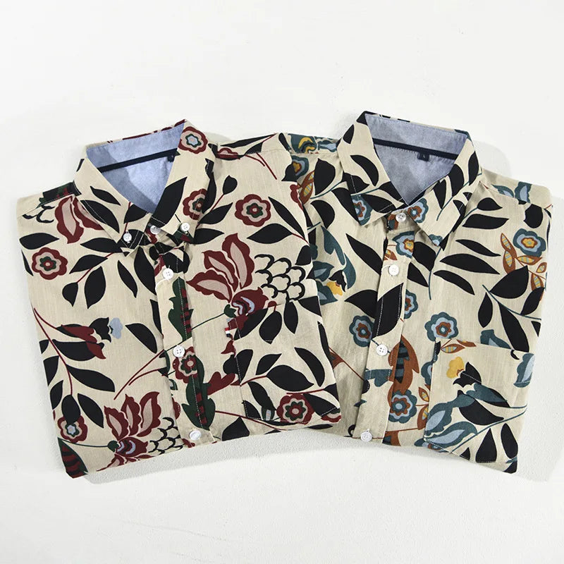 Tokyo Nightfall Shirt with Floral Pattern Inspired by Japanese Gardens