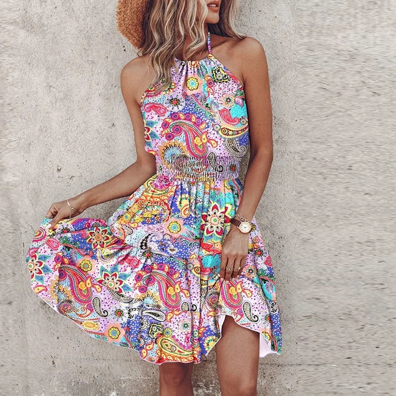 Amber | Women's Halter Lace Flowy Draped Dress
