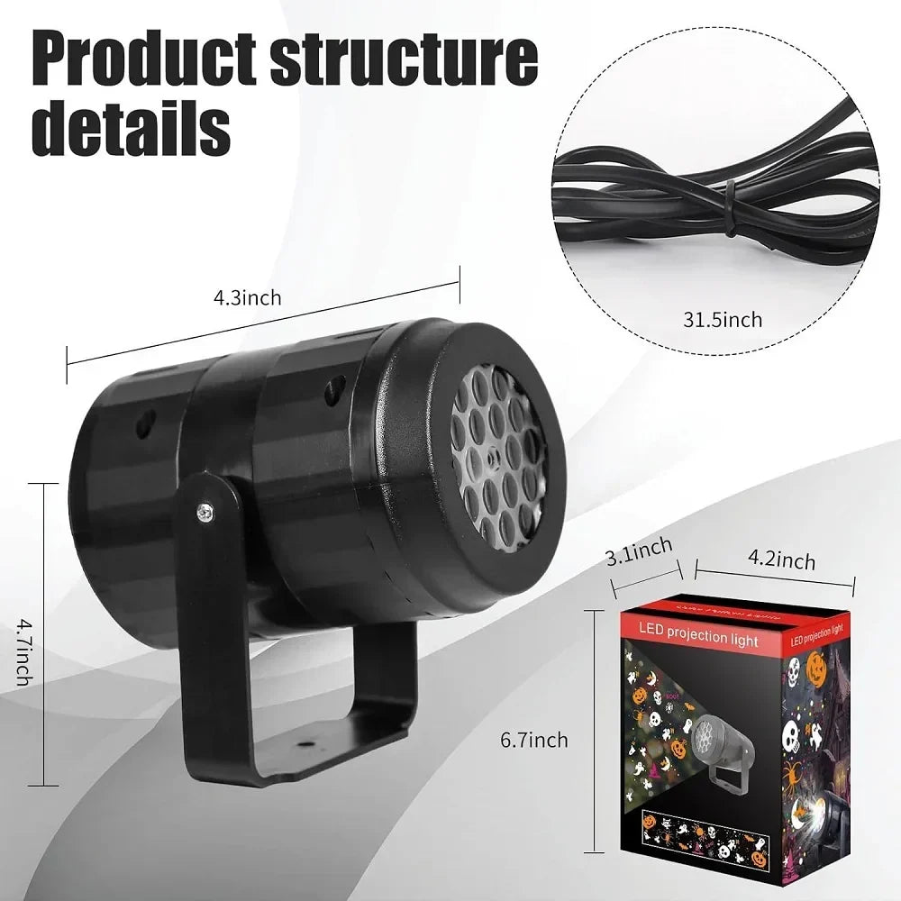 Outdoor Halloween LED Rotating Projector Lights for Spooky Silhouettes and Festive Ambiance