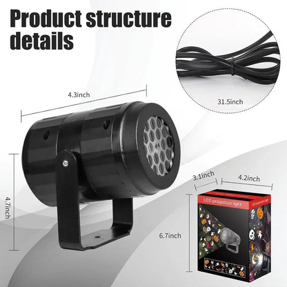 Outdoor Halloween LED Rotating Projector Lights for Spooky Silhouettes and Festive Ambiance