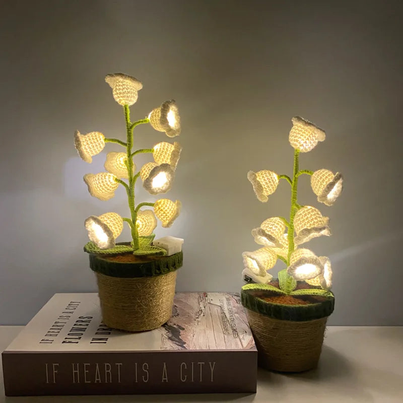 Halloween Cotton Rope Knitted Lily of the Valley Lamp Cozy for Spooky Autumn Home Decor