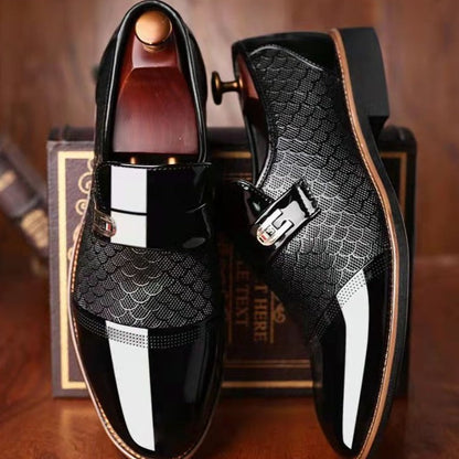 Men's Black Leather Dress Shoes Non-Slip Classic Style – Alaric