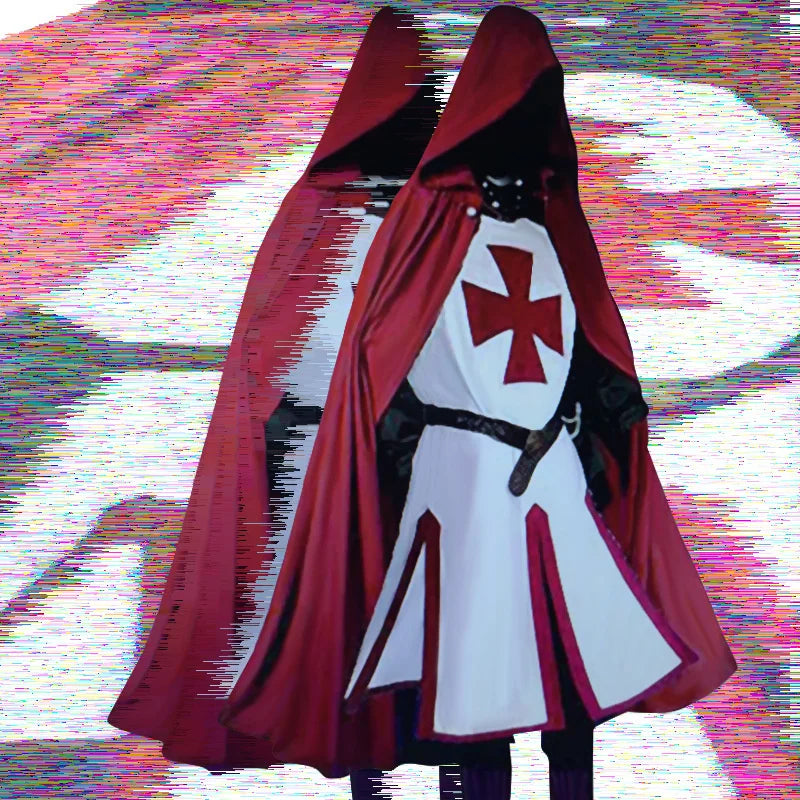 Knights Templar | Medieval Crusader Costume for Adults with Tunic & Hooded Cape