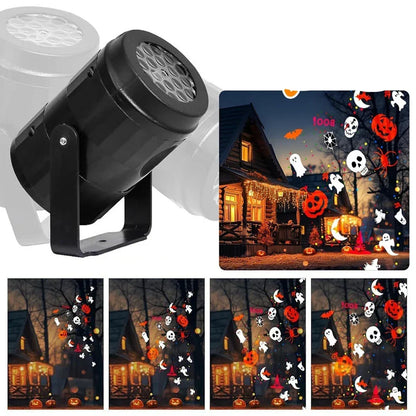 Outdoor Halloween LED Rotating Projector Lights for Spooky Silhouettes and Festive Ambiance