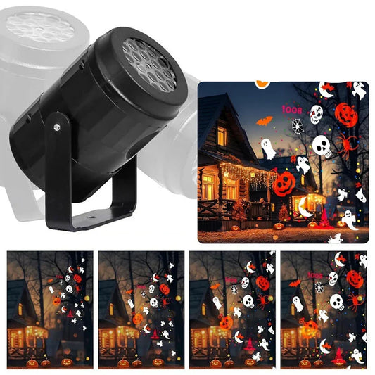 Outdoor Halloween LED Rotating Projector Lights for Spooky Silhouettes and Festive Ambiance