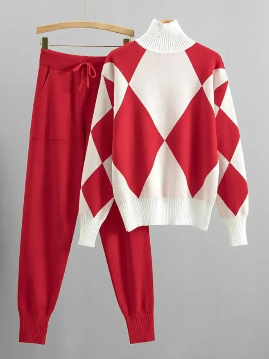 Elle Comfortable Two-Piece Knitted Sweater and Wide-Leg Pants Set