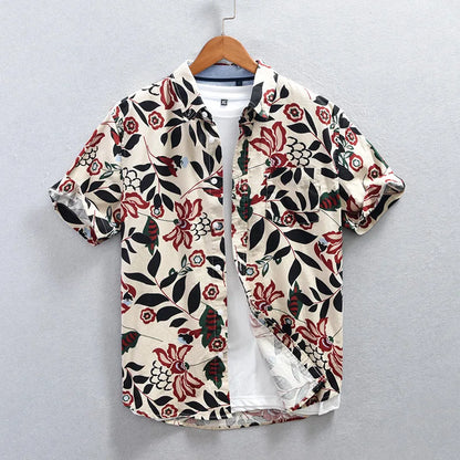 Tokyo Nightfall Shirt with Floral Pattern Inspired by Japanese Gardens