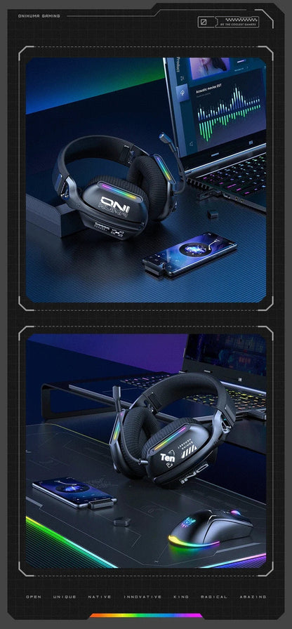 ONIKUMA | Wireless Gaming Headset with Bluetooth, 2.4G & Wired Connectivity